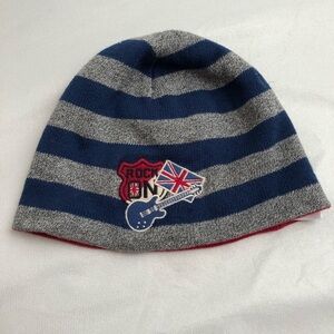 Gymboree multicolor red blue striped Rockstar Collection knit beanie hat